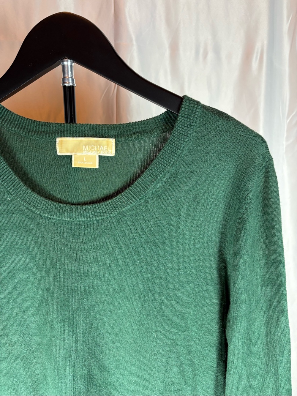 Michael Kors Large Green Sweater Dress Gold Zip Pockets Long Sleeve Tunic